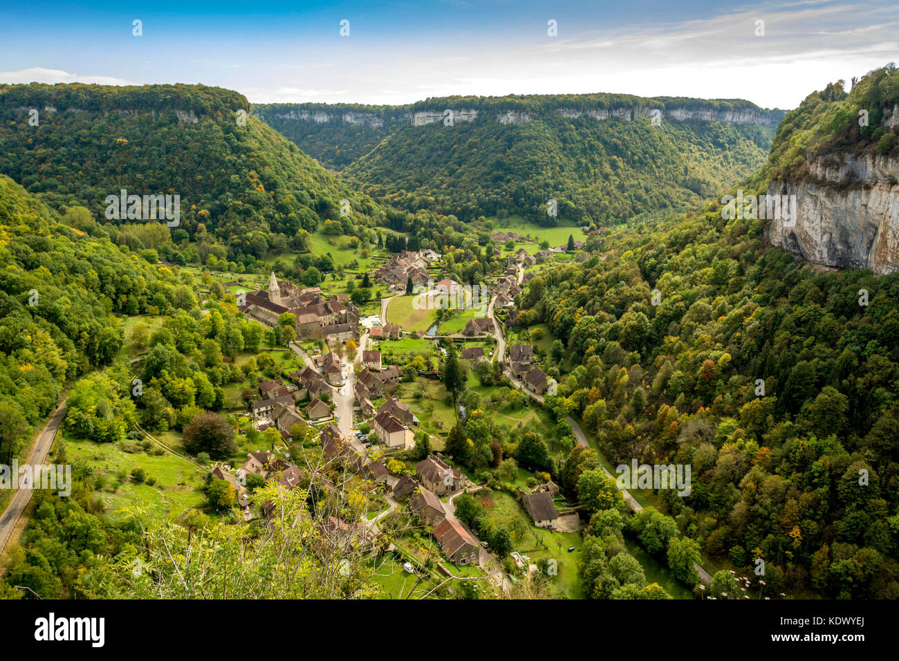 View of Baume les Messieurs one of the most beautiful villages in France. Jura. Bourgogne-Franche-Comté. France Stock Photo