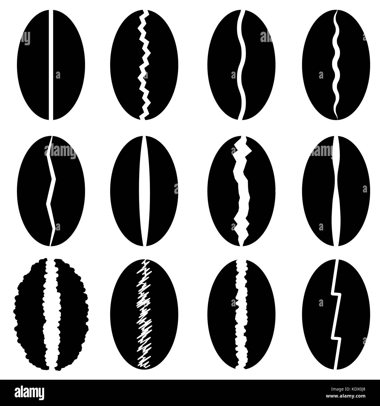 Set of different coffee beans silhouettes stock vector image art alamy