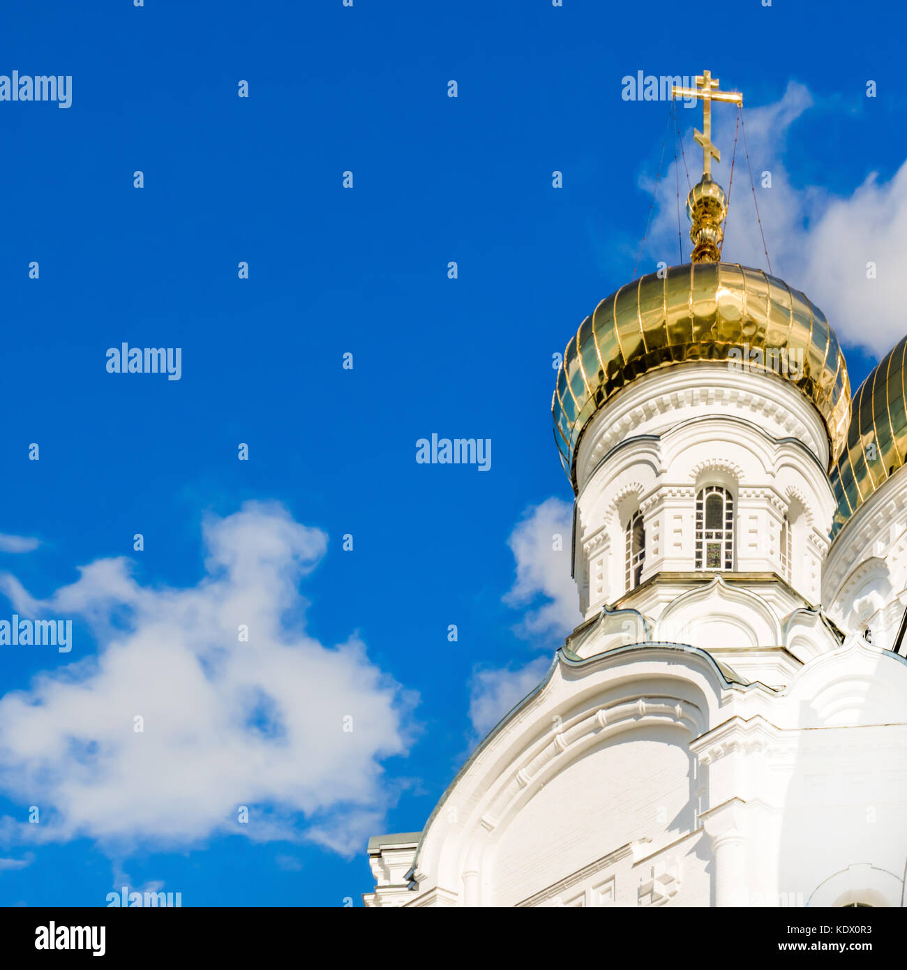 Dome and cross of the Orthodox church against blue sky background Stock ...