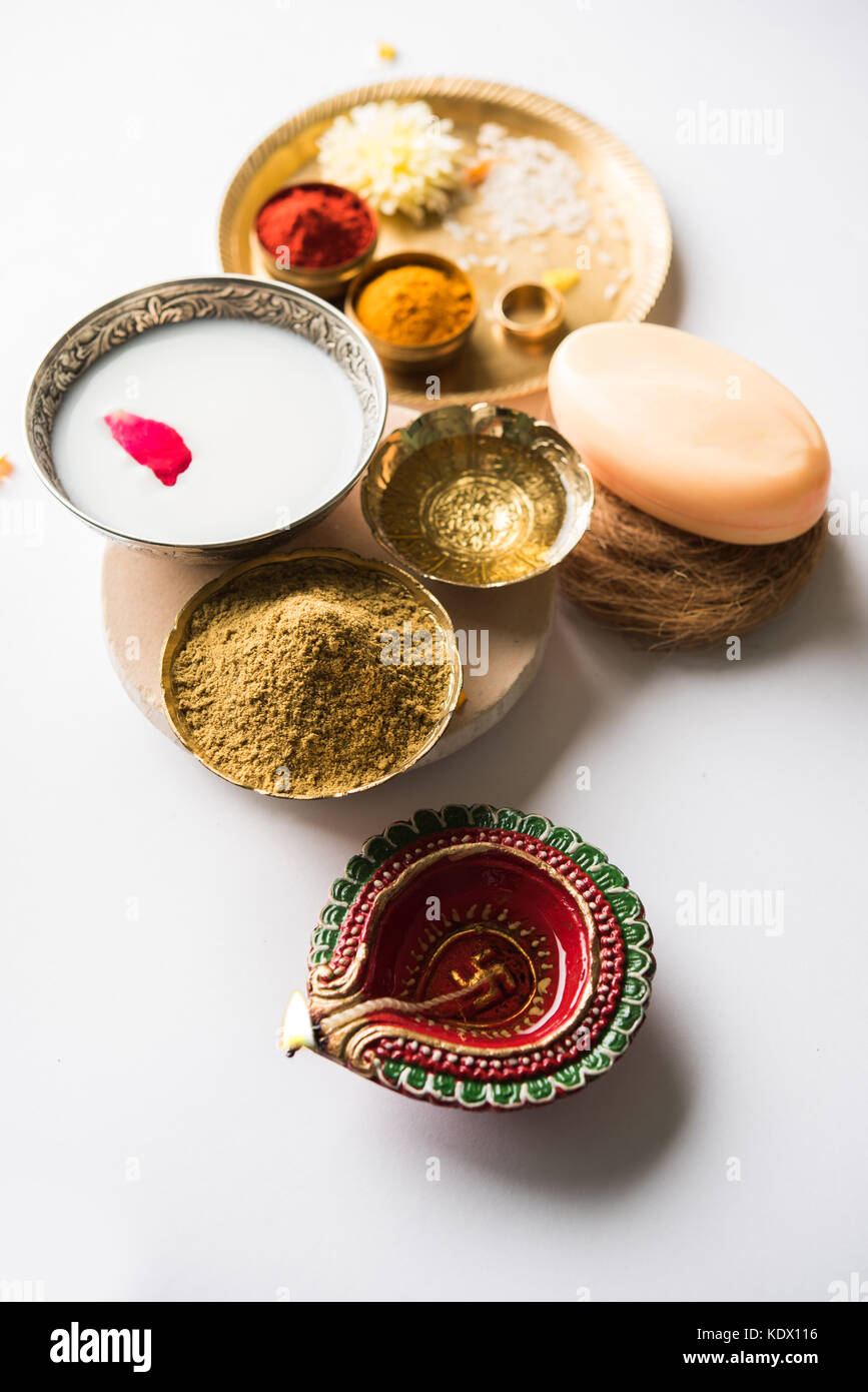 Abhyanga Snan on first day of Diwali special herbal bath with ubtan