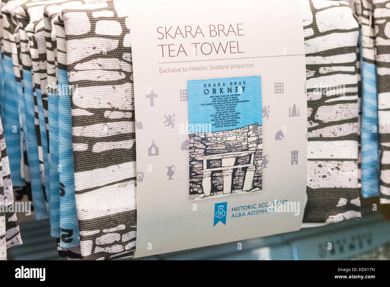 tea towel souvenir - Skara Brae, Orkney, Scotland, UK Stock Photo