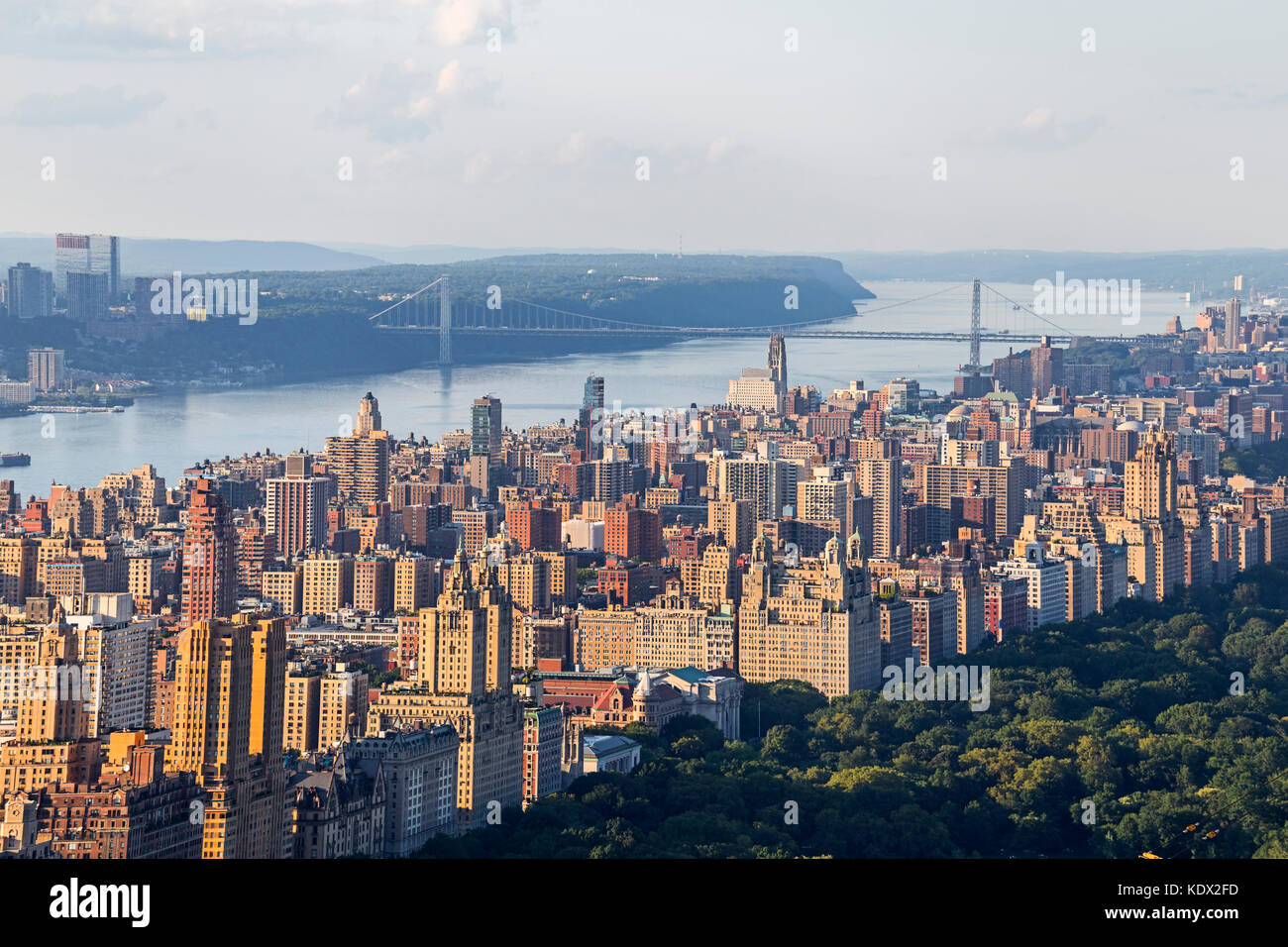 Aerial View of Upper West and George Washington Bridge in Manhattan, NY, USA Stock Photo