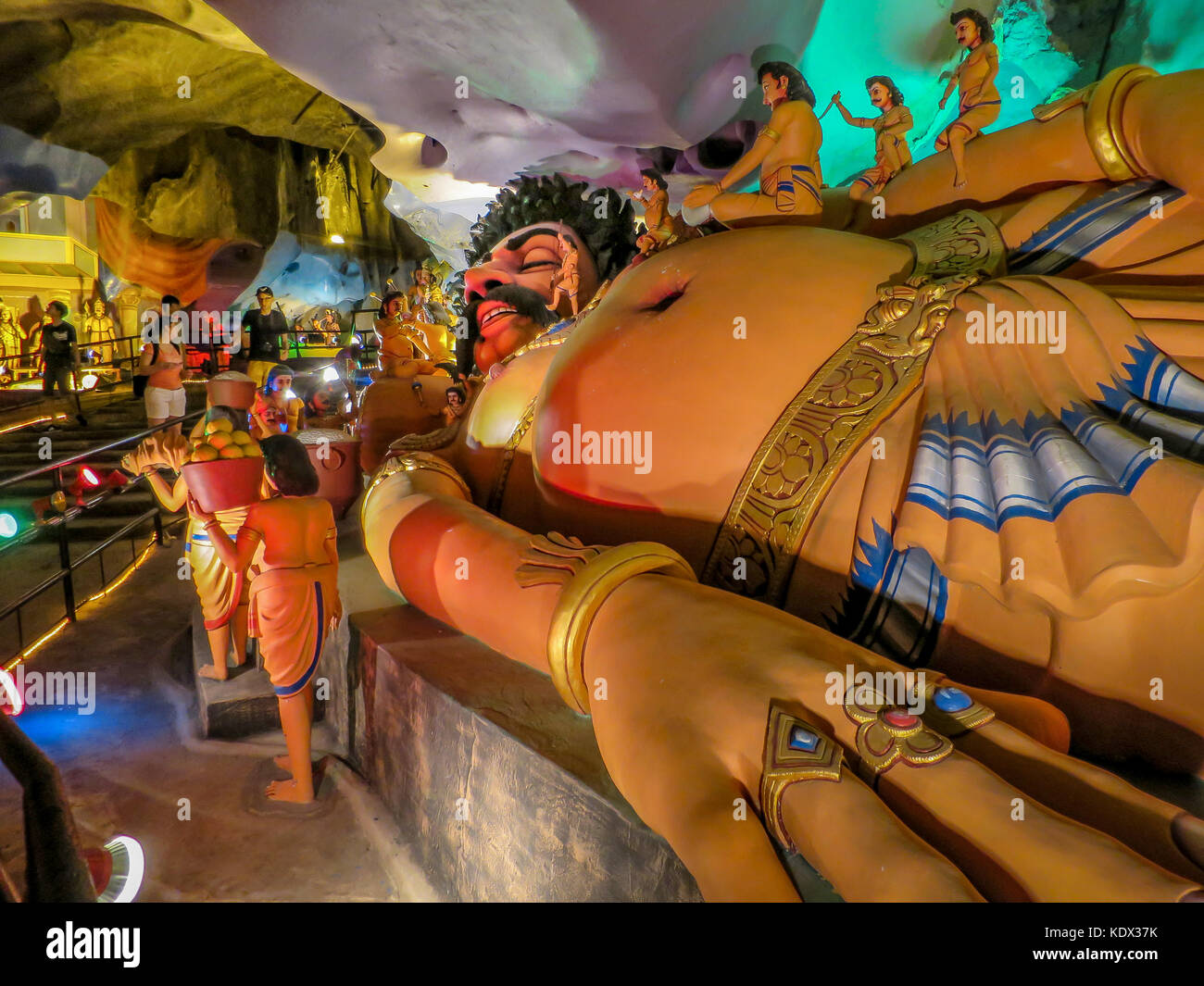 One of several Hinduism religious dioramas inside the Ramayana Cave at the Batu Caves just outside of Kuala Lumpur, Malaysia. Stock Photo