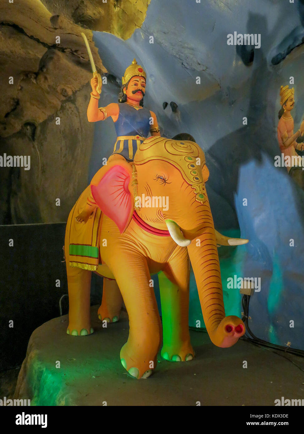 One of several Hinduism religious dioramas inside the Ramayana Cave at the Batu Caves just outside of Kuala Lumpur, Malaysia. Stock Photo