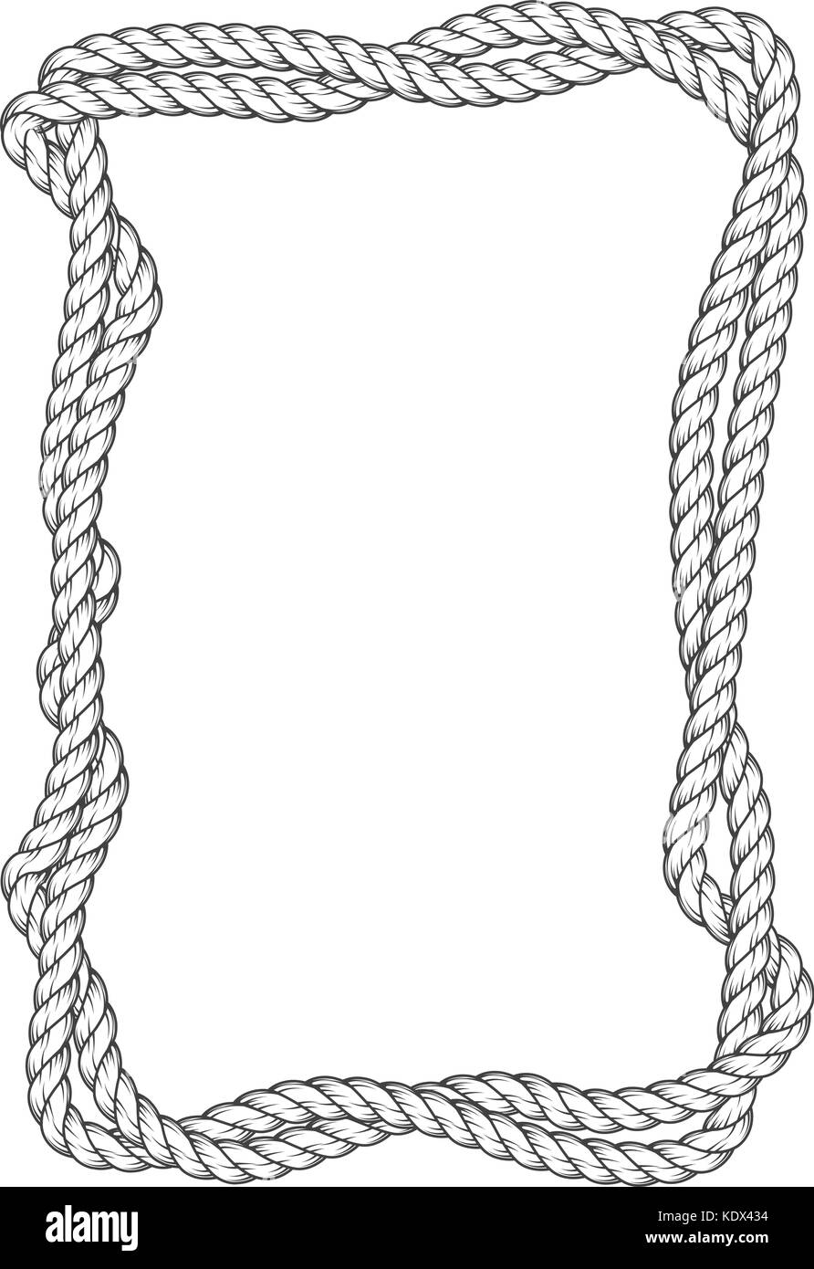 Twisted rope frame - two interlaced ropes square border Stock