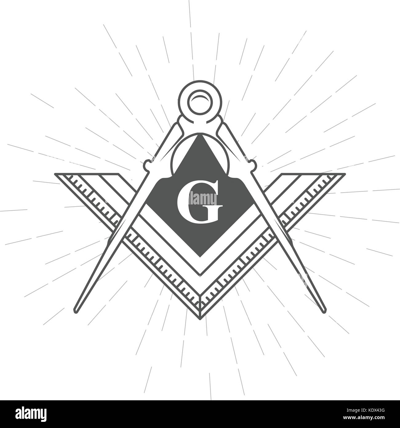 Freemason symbol - illuminati logo with compasses and ruler Stock Vector