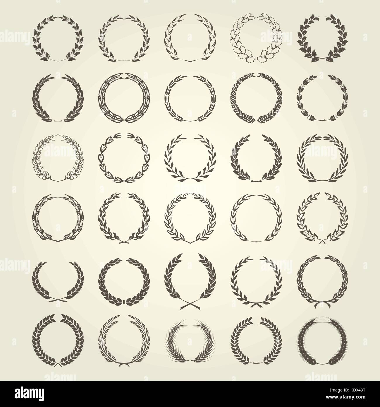 Laurel Wreaths collection in different style Stock Vector