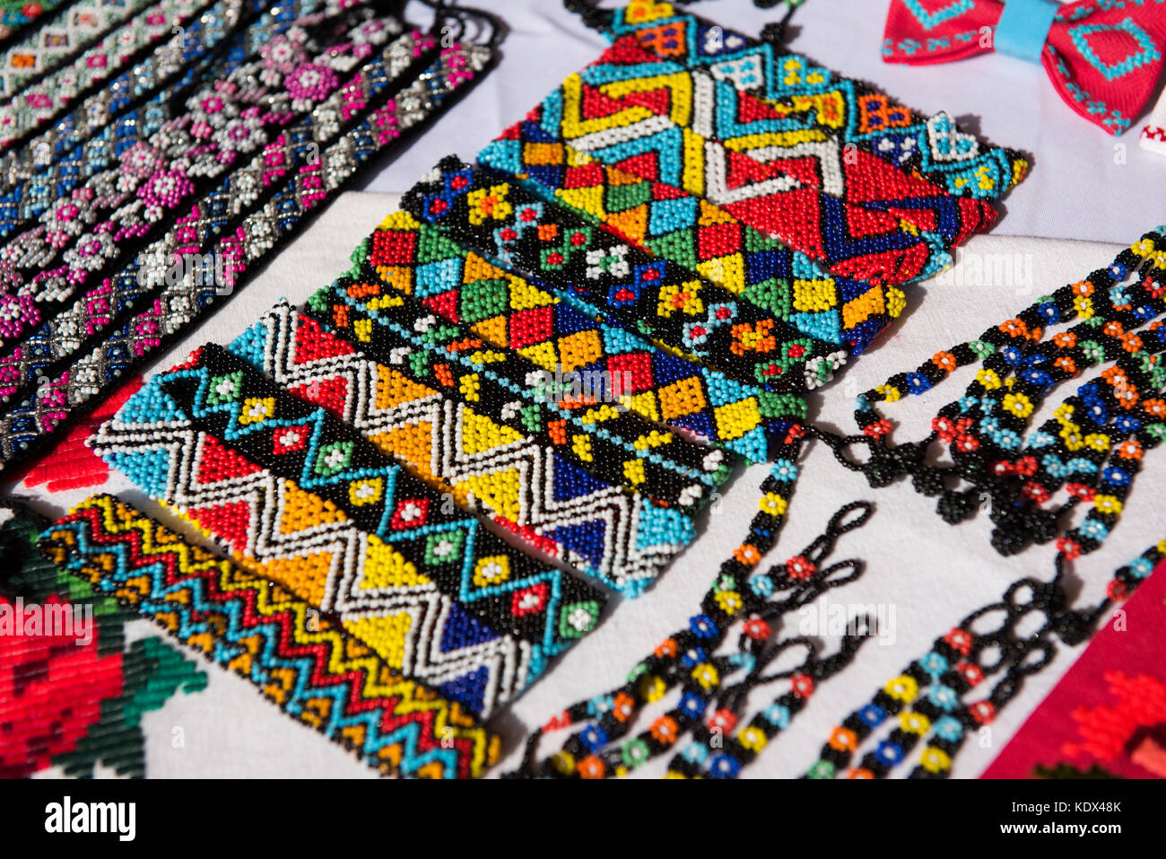 Traditional Romanian Colorful Beaded Bracelet Made From Glass Stock 