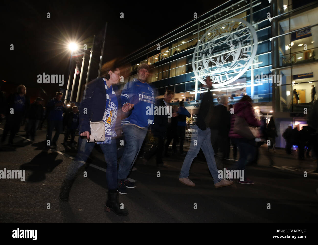 Leicester fans arrive for the Premier League match at the King Power