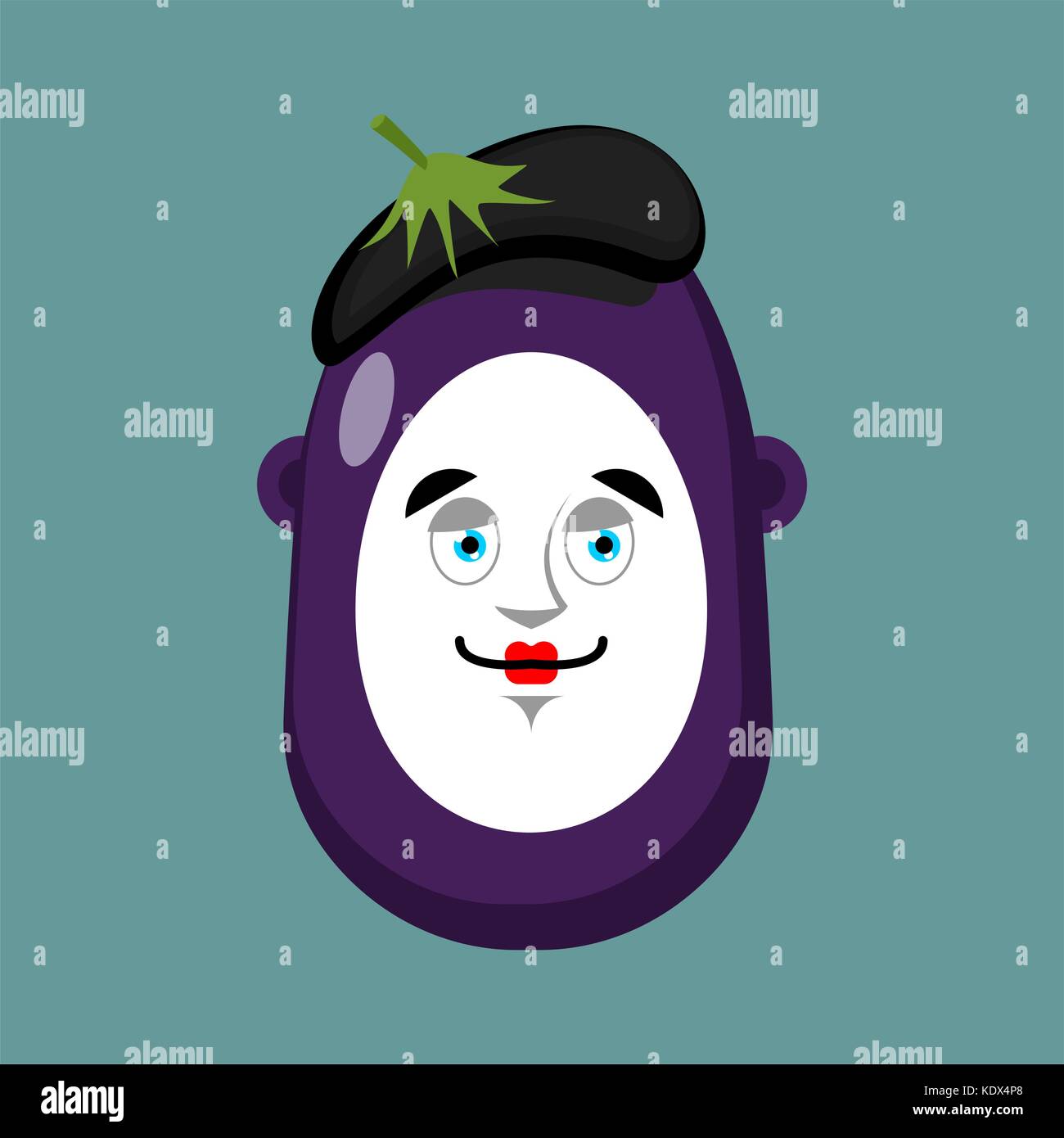 Eggplant mime avatar. Purple vegetable pantomime emoji. Vector