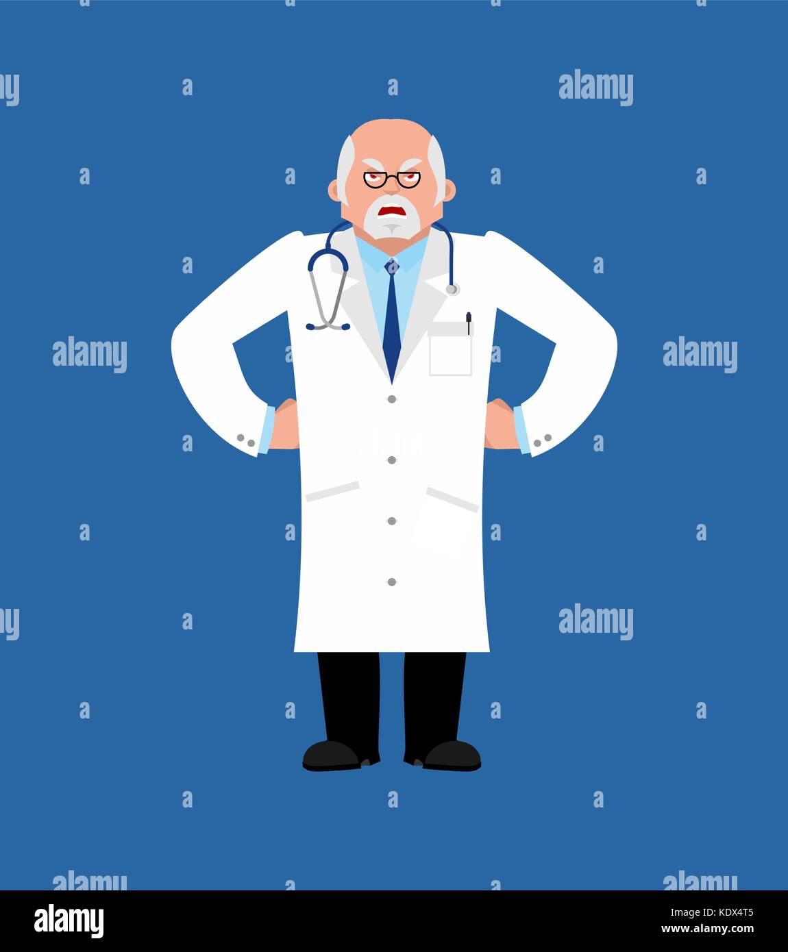 Doctor angry. Physician evil emoji. Vector illustration Stock Vector