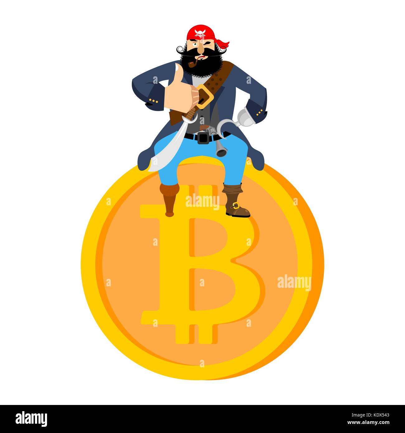 Bitcoin and pirate. filibuster on web coin. illegal extraction of virtual  money. illicit circulation of crypto currency. Vector illustration Stock  Vector Image & Art - Alamy