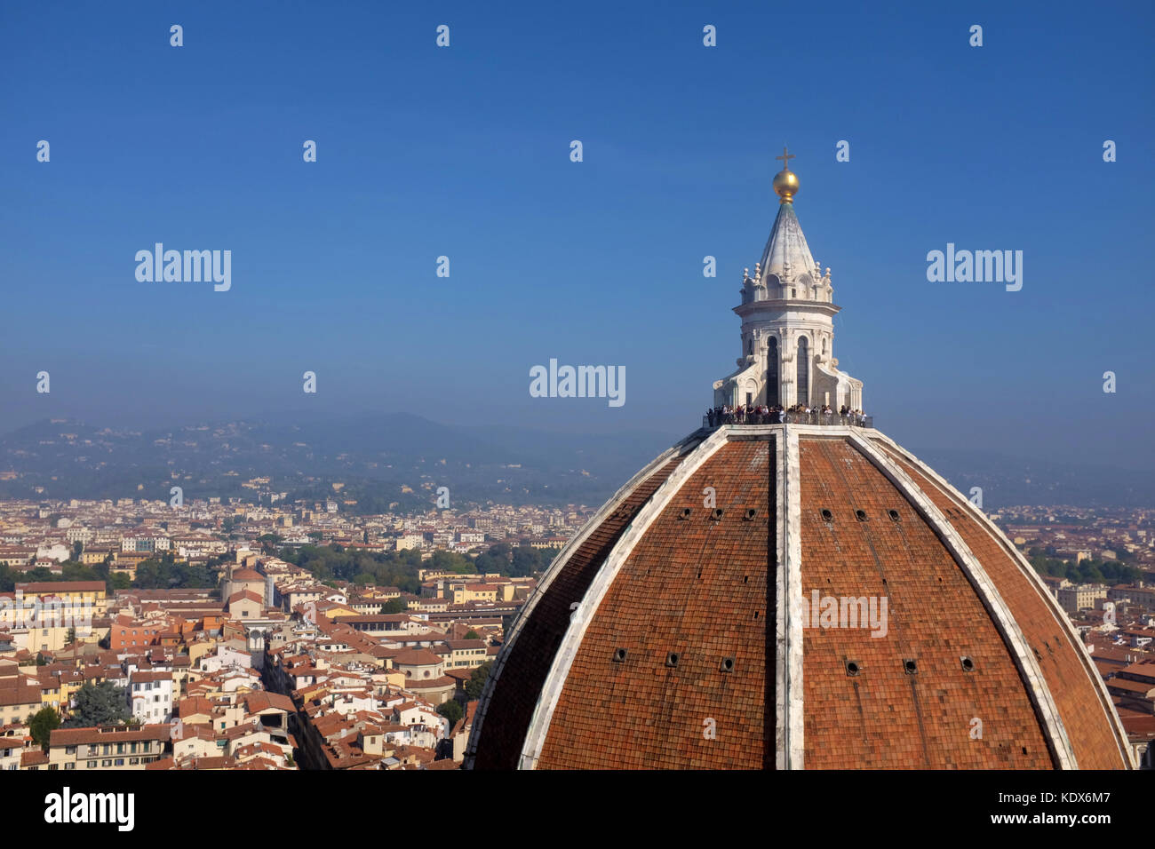 The Cathedral of Saint Mary of the Flower, Di santa maria del Fiore in Florence, Italy with its amazing Brunelleschi Dome. Stock Photo