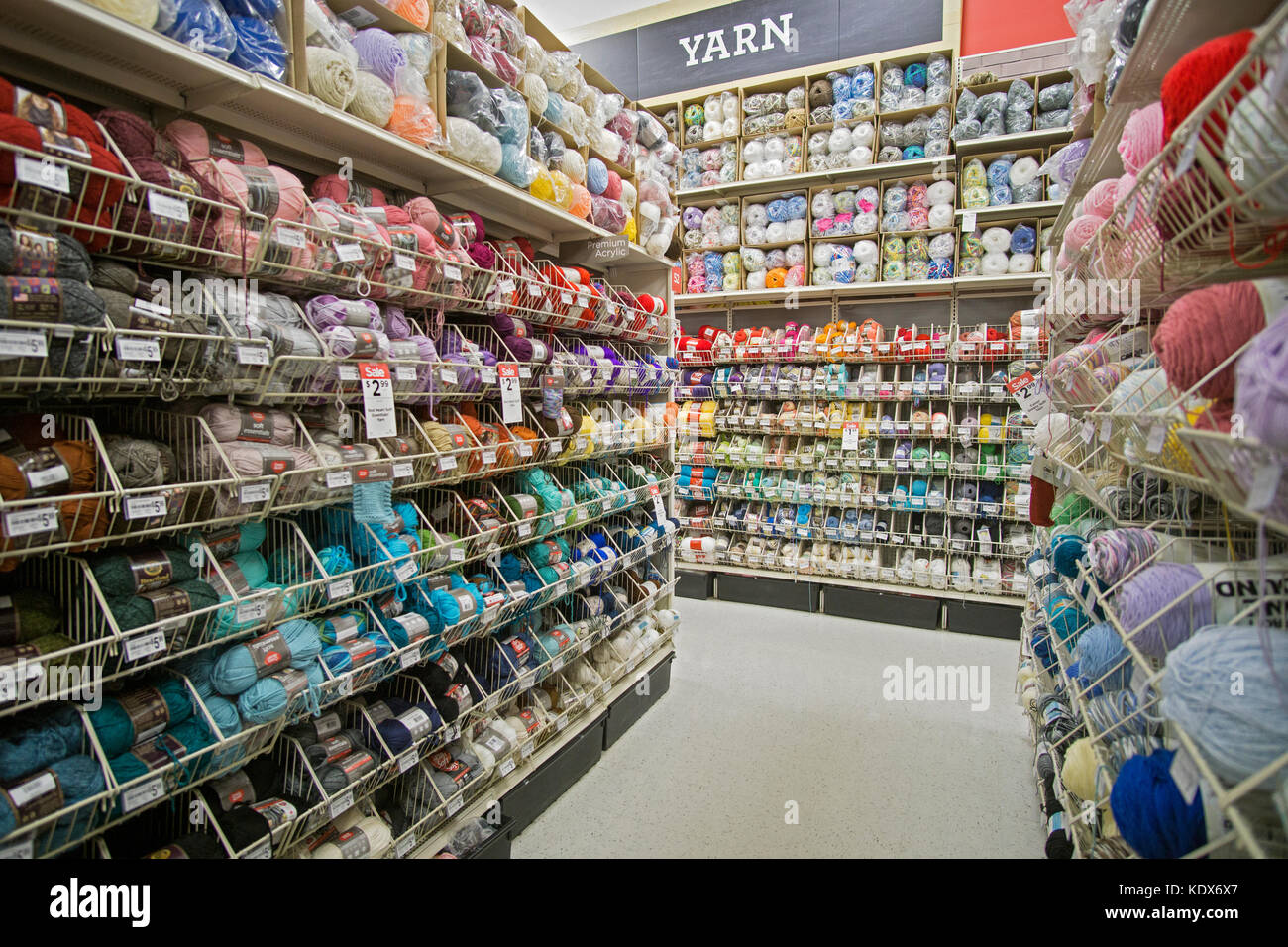 A wide variety of yarns for sale at Michaels, an arts & crafts