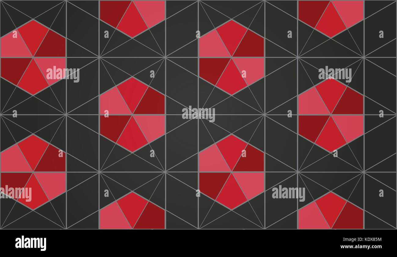 seamless pattern with red hexagon shapes ornament. vector, abstract ...