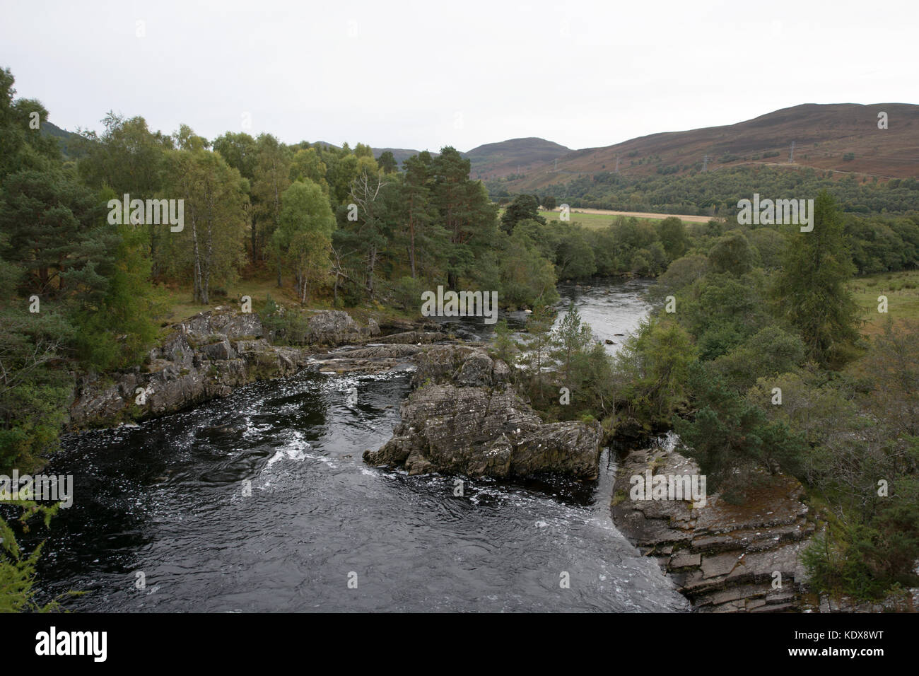 Looking Downstream from Little Garve Bridge Stock Photo