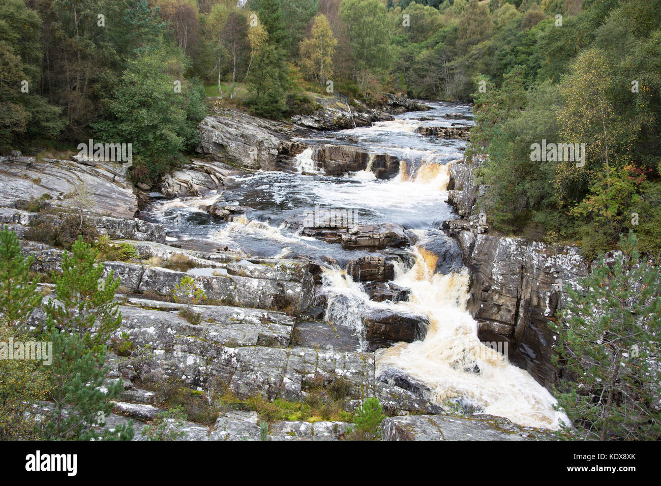 View of Black Water River upstream from Silverbridge Stock Photo