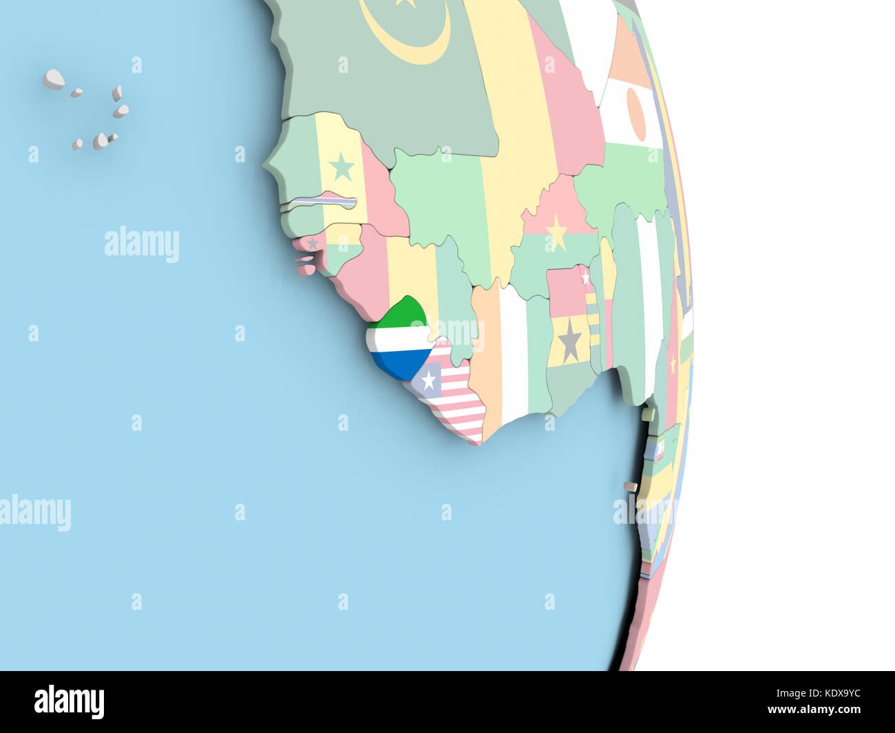 Sierra Leone with embedded flag on globe. 3D illustration Stock Photo ...