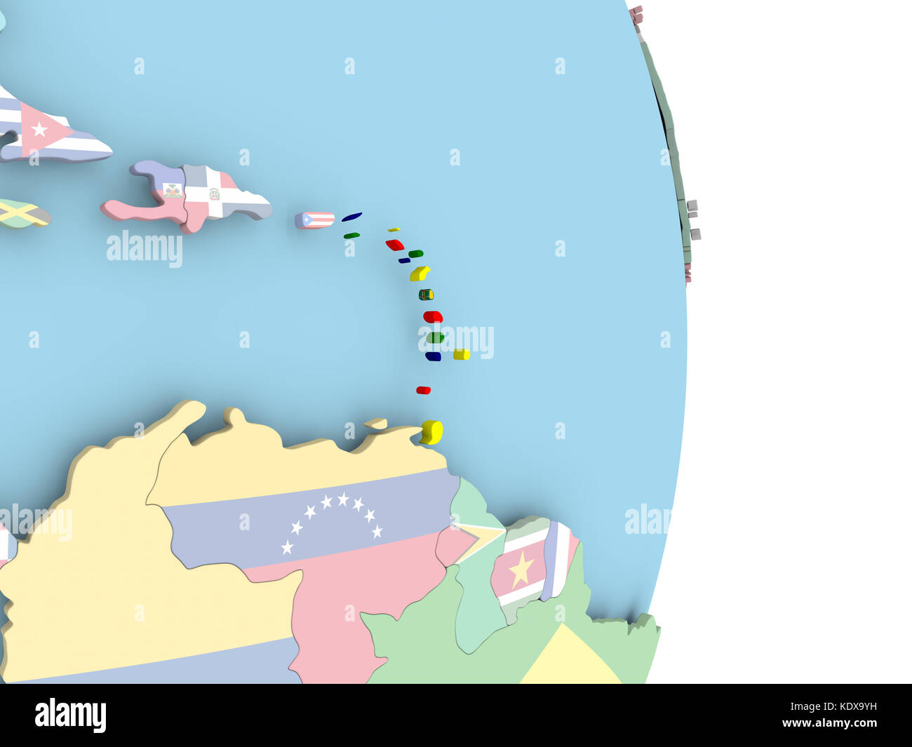Caribbean with embedded flag on globe. 3D illustration Stock Photo - Alamy