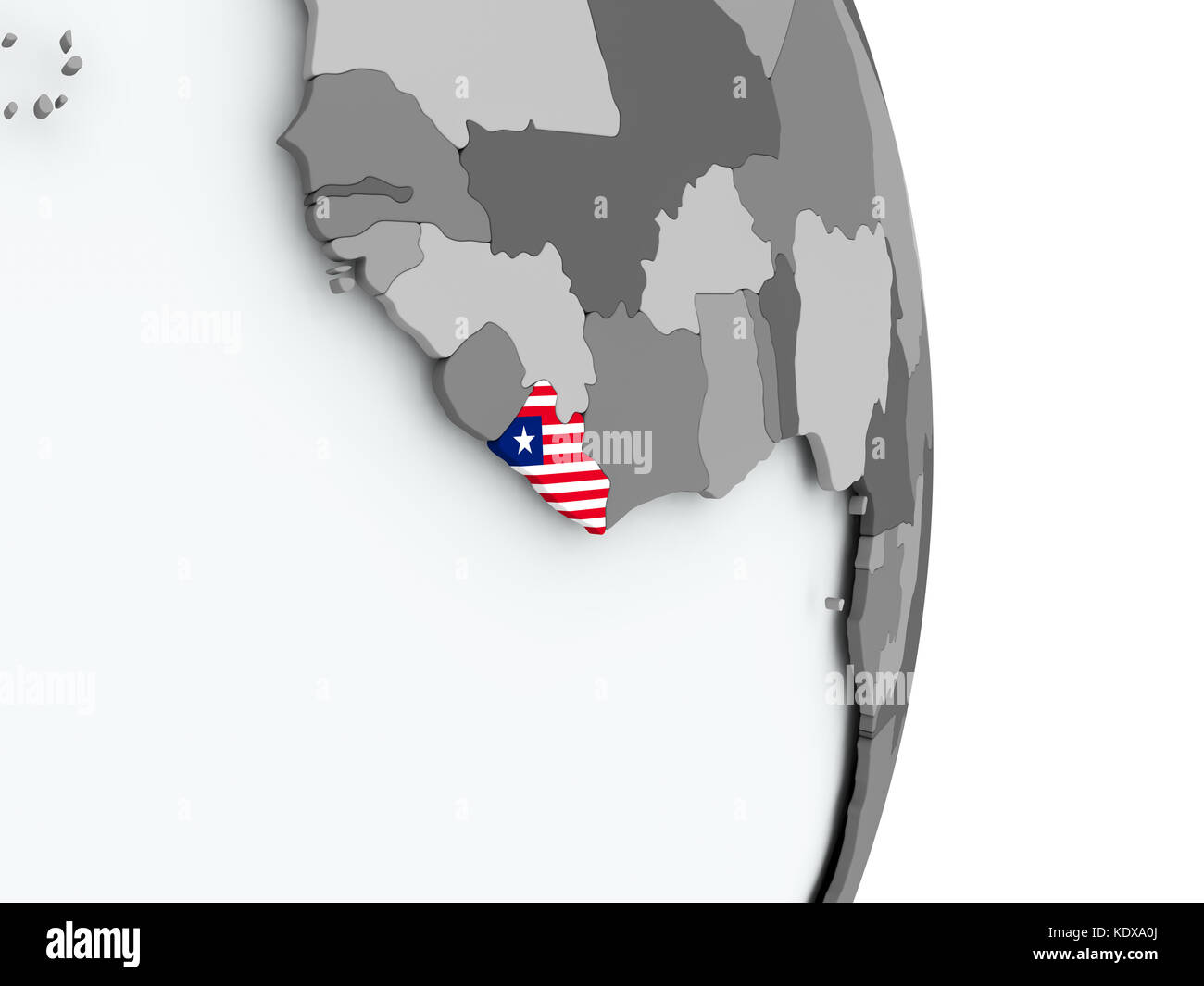 Liberia on political globe with embedded flag. 3D illustration Stock ...