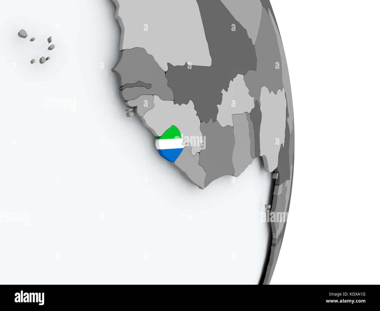 Sierra Leone on political globe with embedded flag. 3D illustration ...