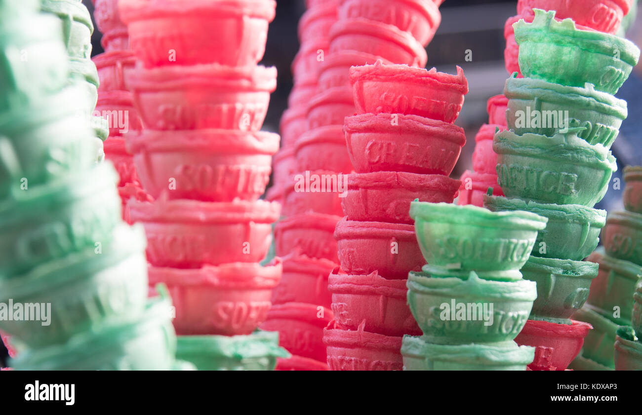 Close up view of color ice cream cones Stock Photo Alamy
