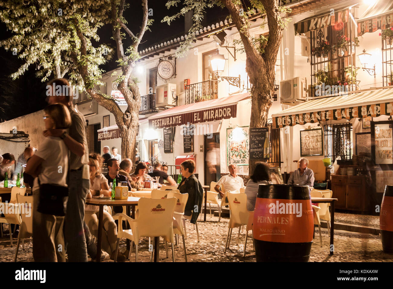 Restaurant in Albaicin, the old Arab quarter of Granada, Andalusia, Spain Stock Photo