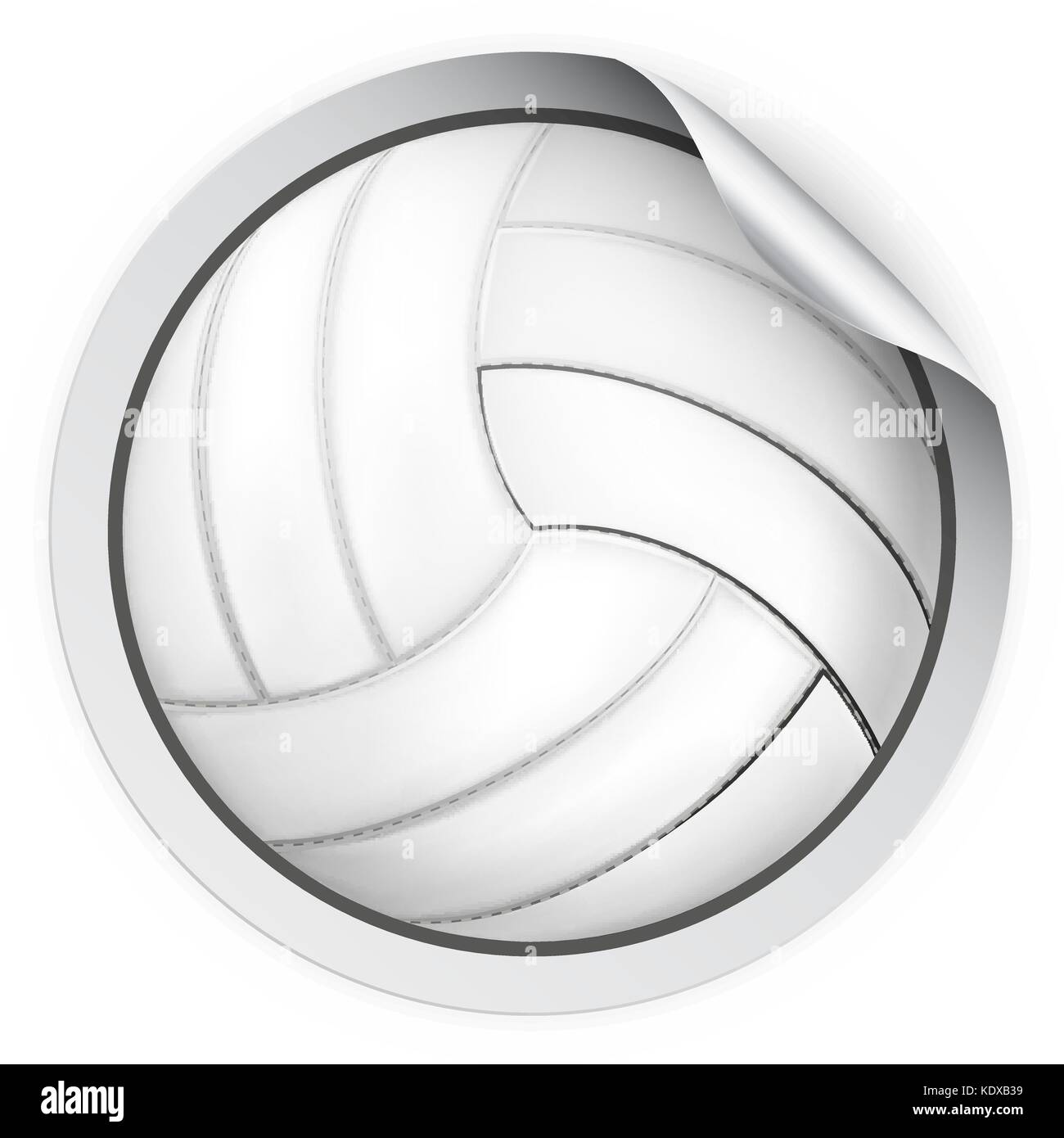 Round Sticker with volleyball ball Stock Vector