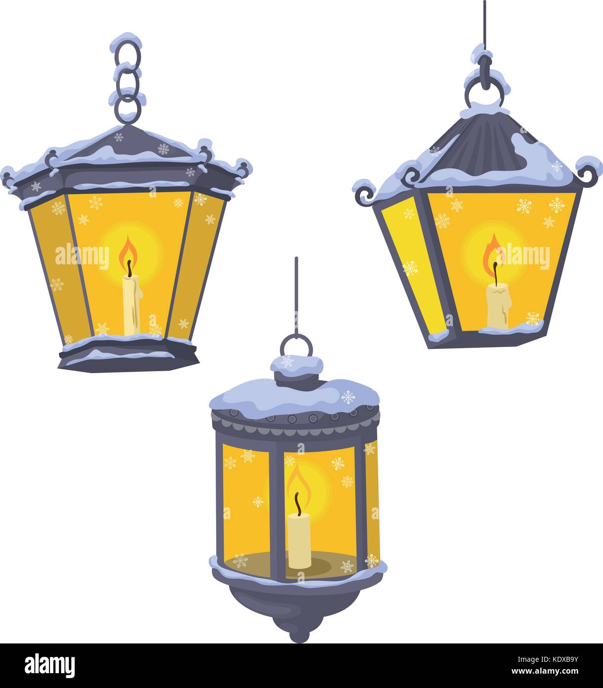 Vintage street lanterns with snow Stock Vector