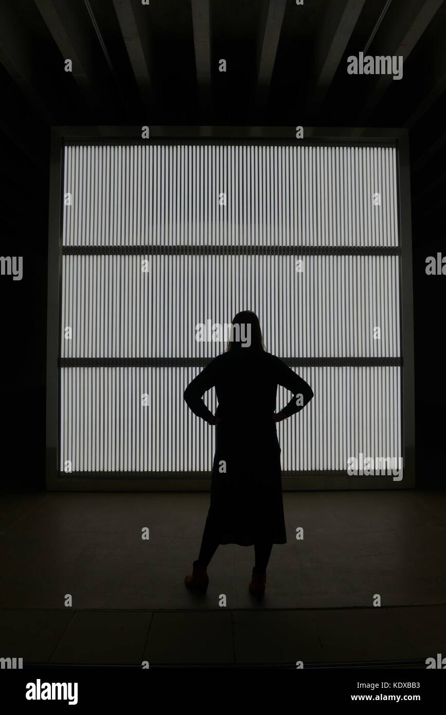 A visitor at Yorkshire Sculpture Park enters 'The Sound of Silence' by