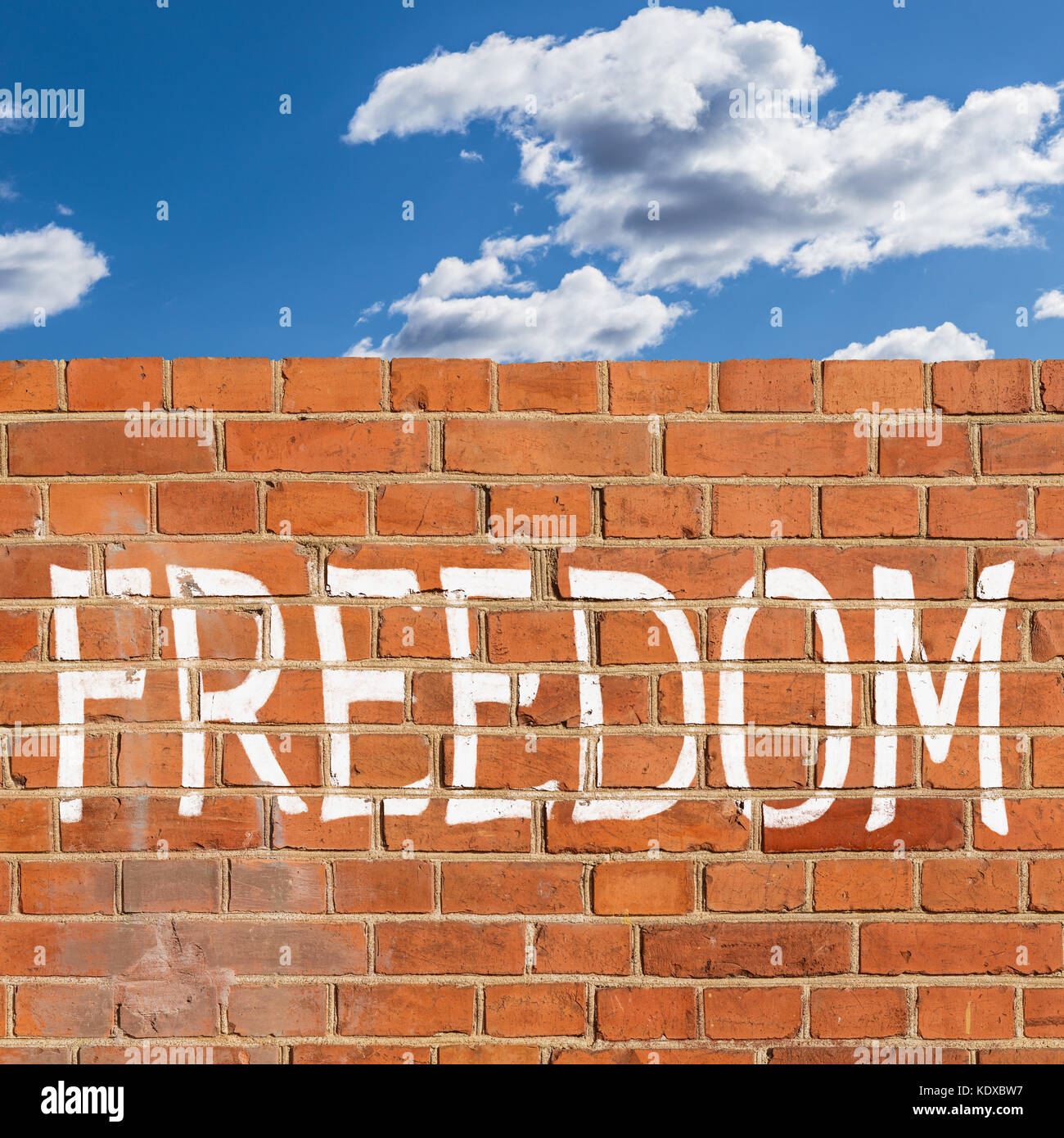 Abstract brick wall obstructing freedom Stock Photo