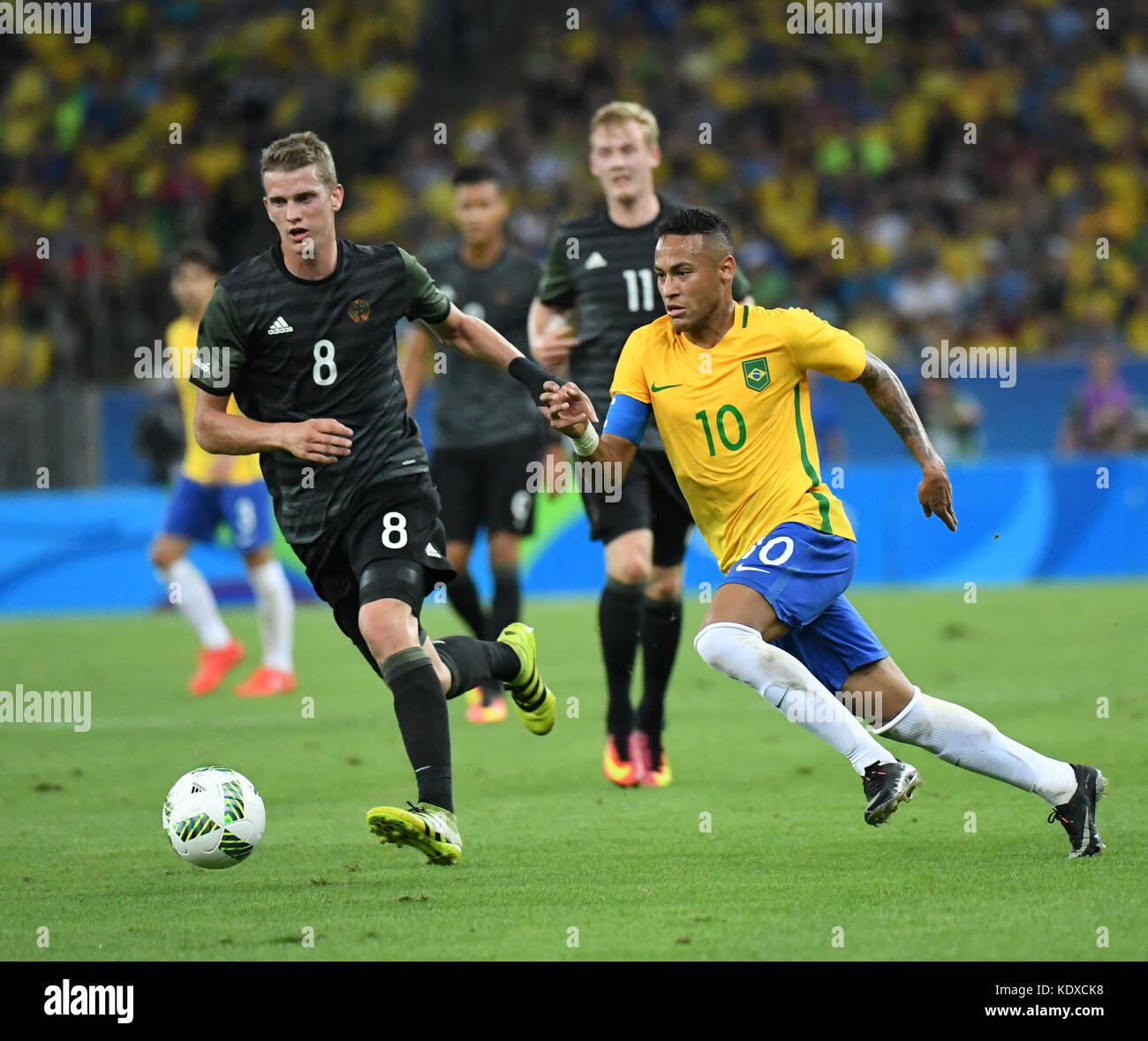 Rio de Janeiro-Brazil 21 August 2016, the end of football in the Olympic Games 2016 Brazil and Germany player Neymar Stock Photo