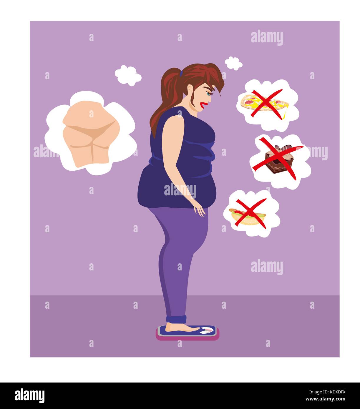 Woman Worried Over Her Weight Stock Vector Image & Art - Alamy