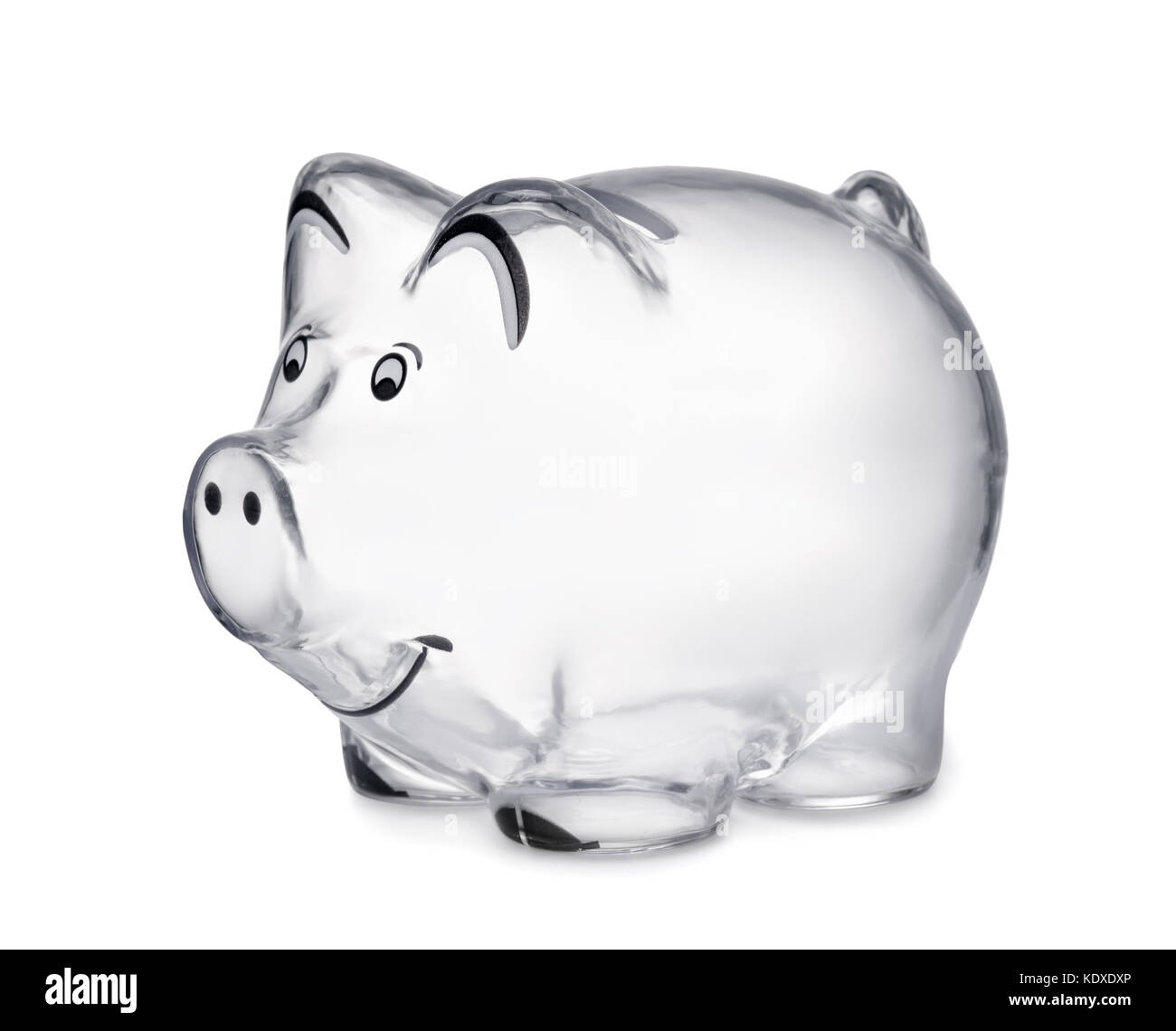 Transparent piggy bank isolated on white Stock Photo