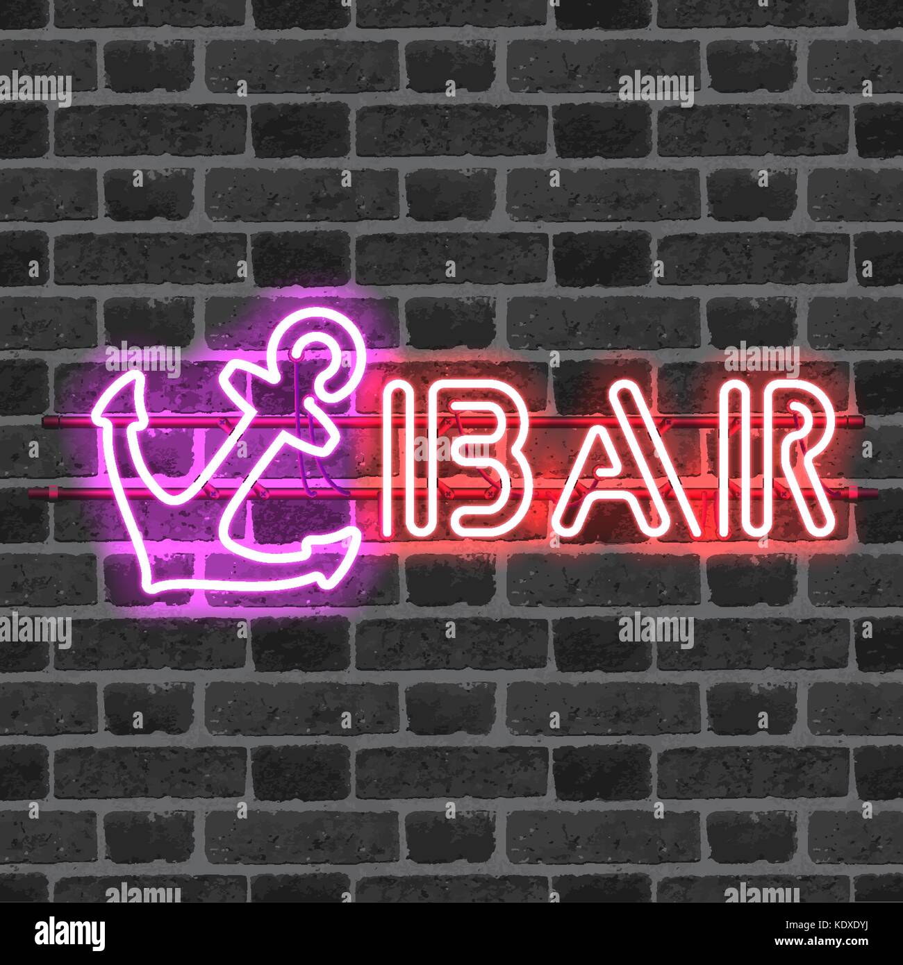Glowing neon bar sign with purple anchor Stock Vector Image & Art Alamy