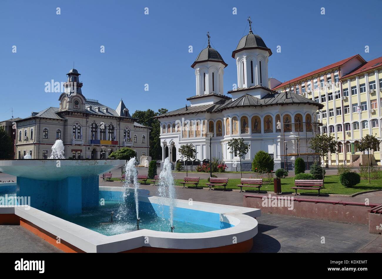 Hauptplatz in Târgu Jiu, Rumänien Stock Photo Alamy