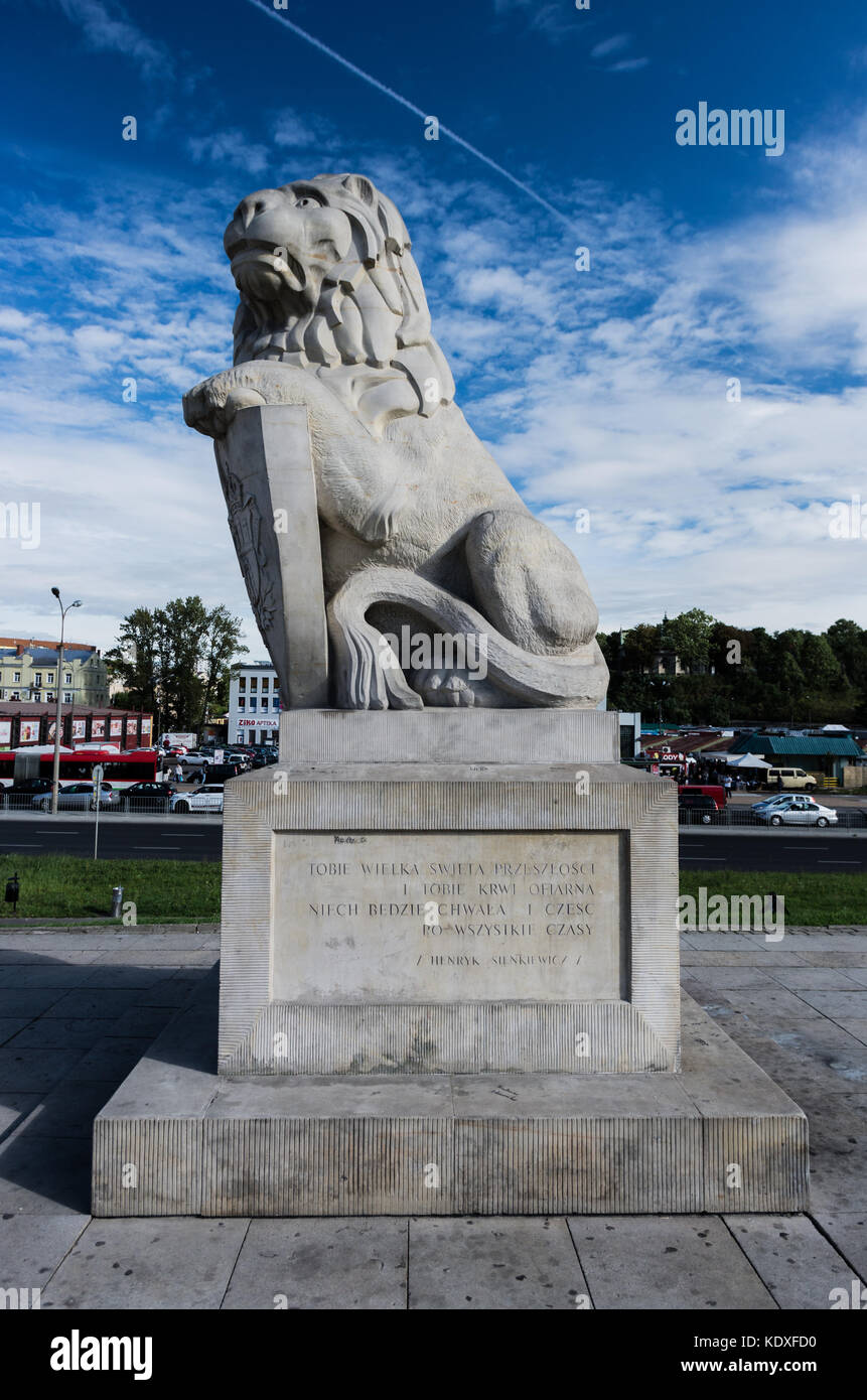 Lion statue, Lublin, Poland Stock Photo