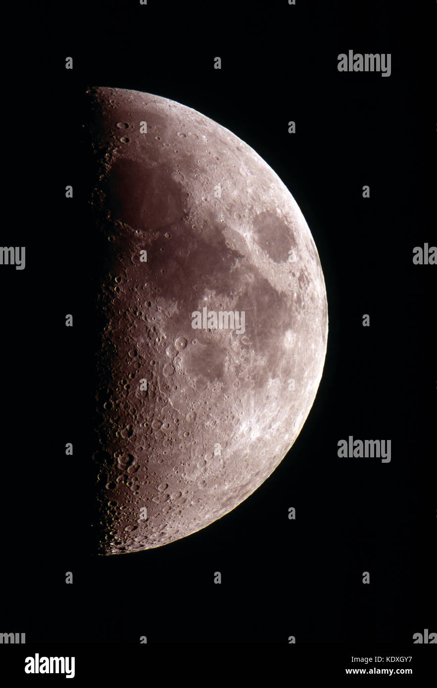Space and Astronomy. Earth's Moon. Side lit. Stock Photo