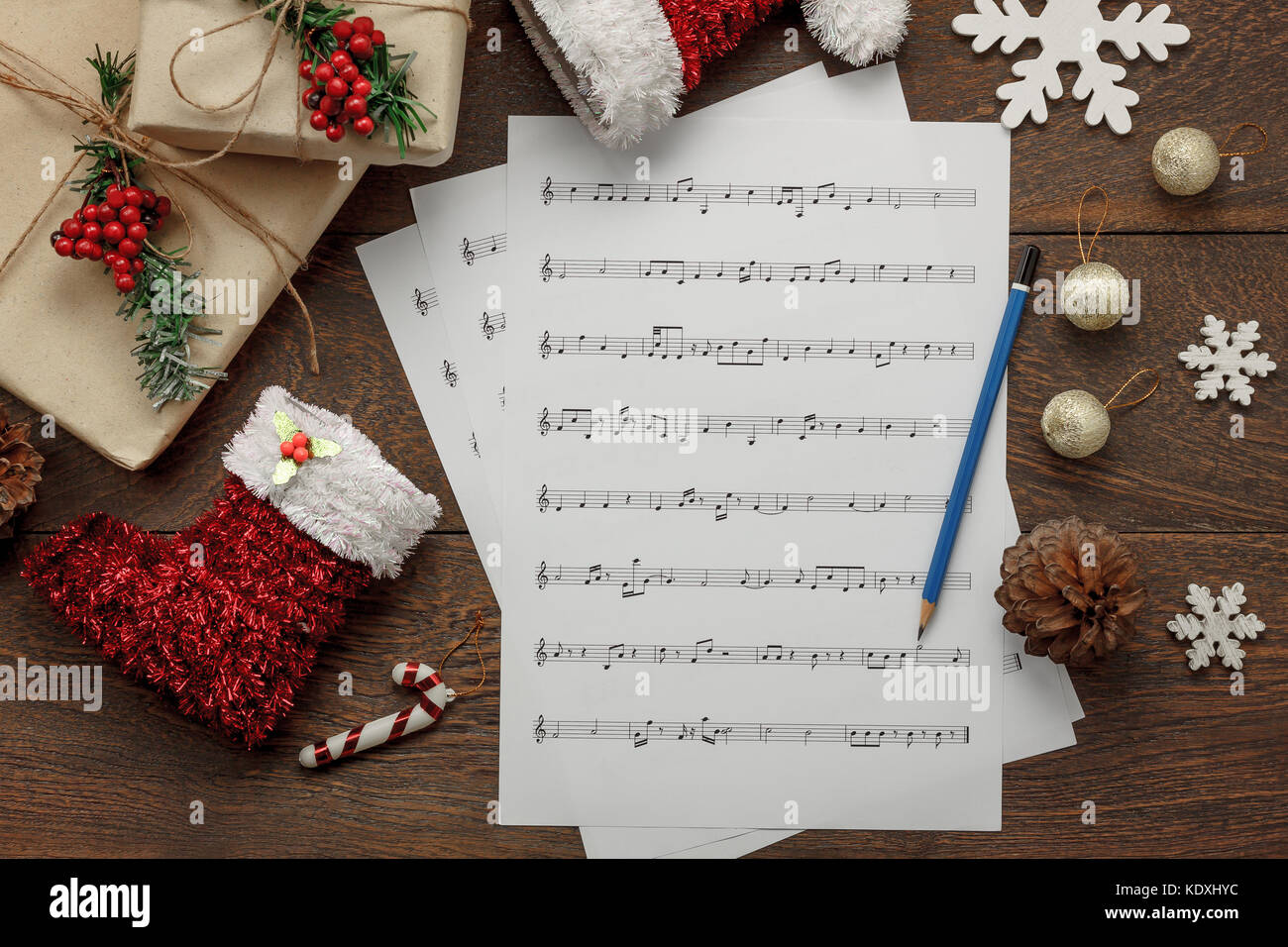 Aerial View Of Merry Christmas And Music Background Concept Essential Stock Photo Alamy