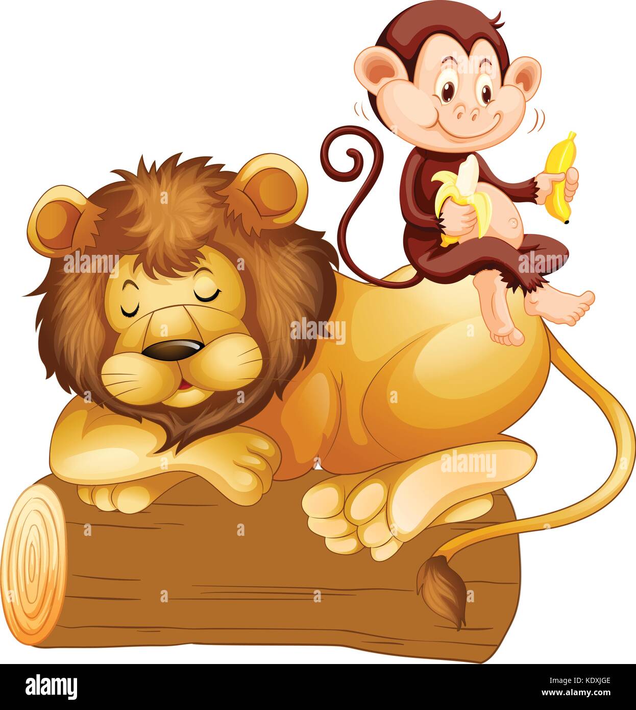 Monkey sitting on lion illustration Stock Vector Image & Art Alamy