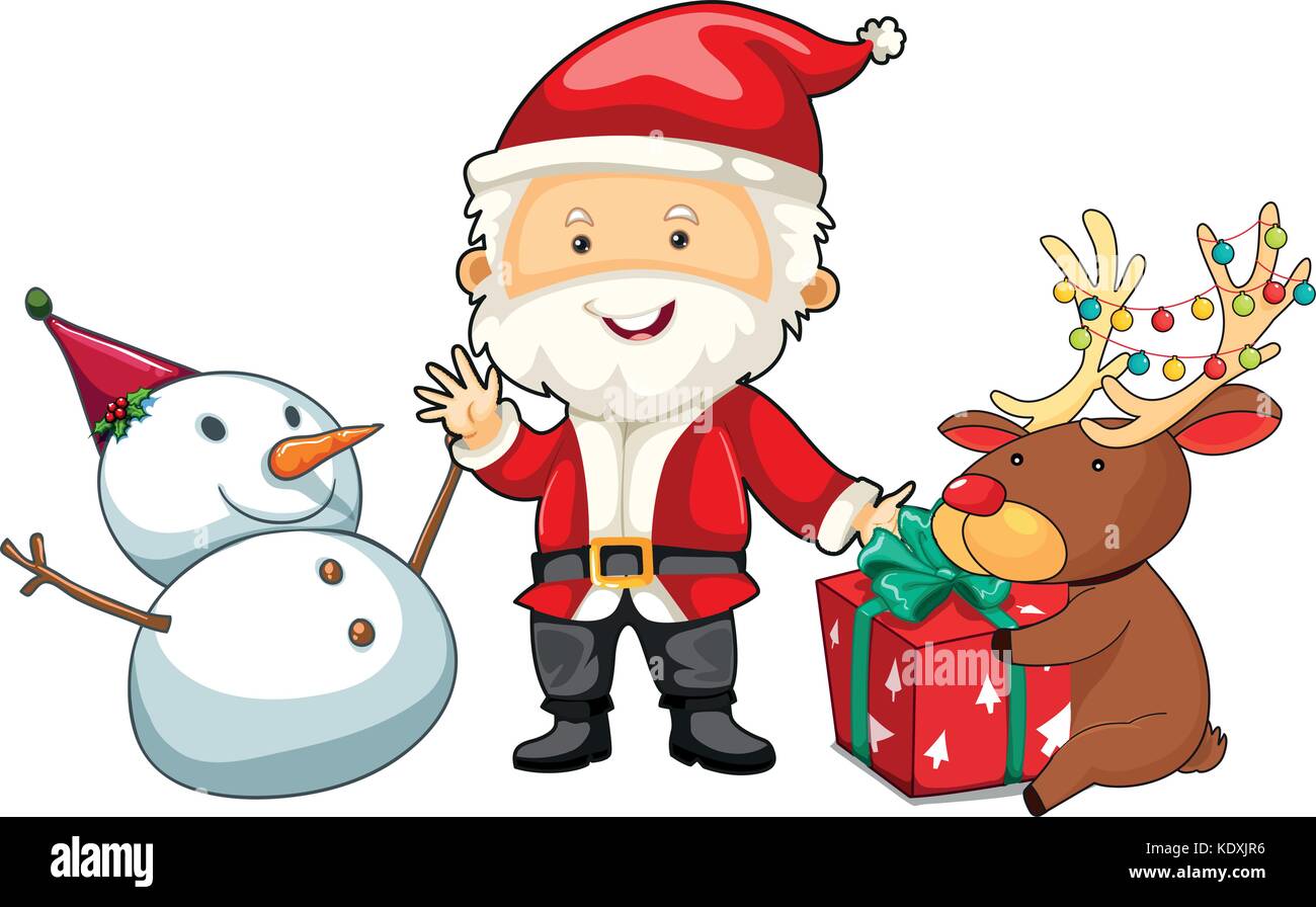 Christmas theme with Santa and snowman illustration Stock Vector Image ...