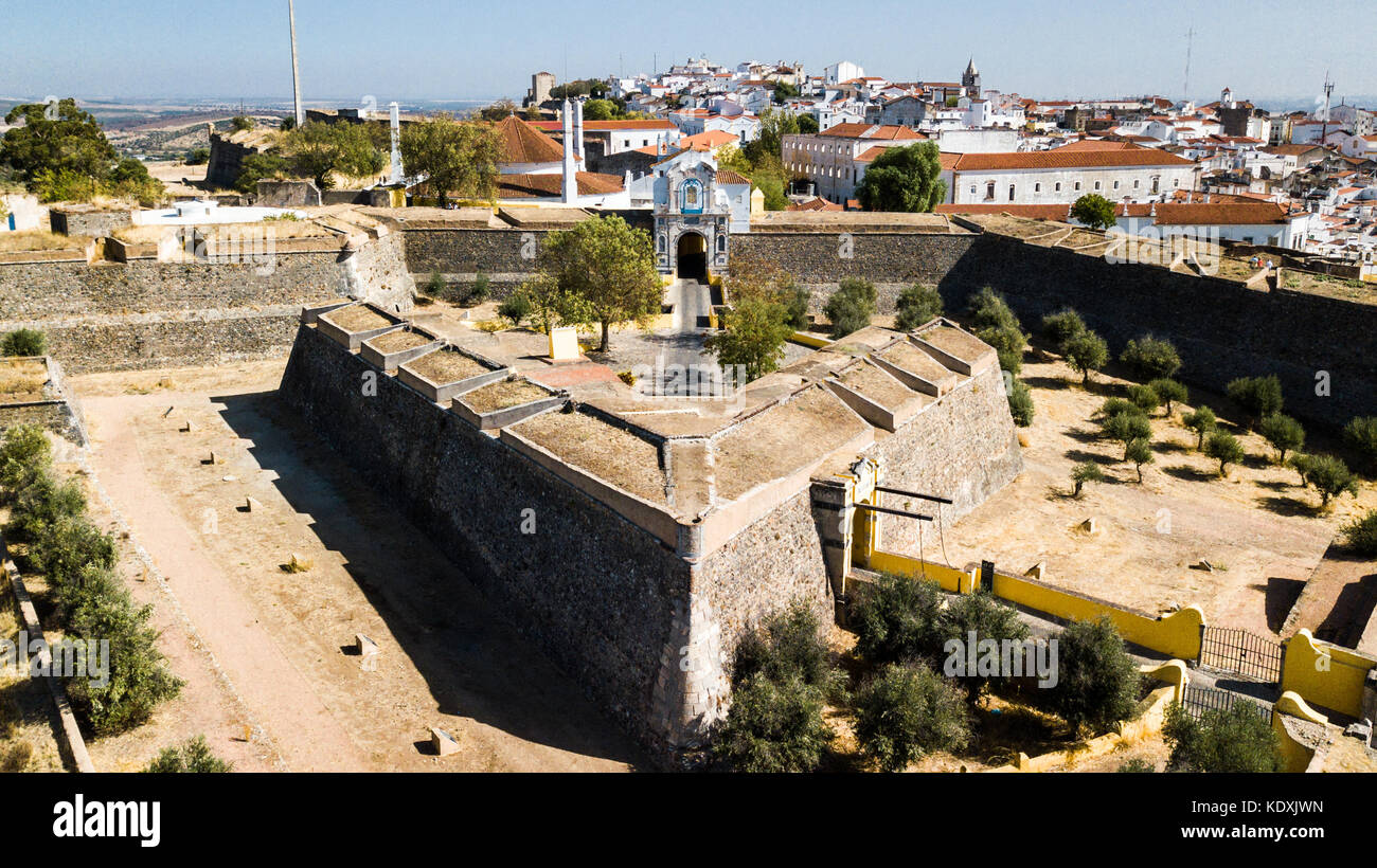 The Equina Gate, Castle of Elvas, Alentejo, Portugal Stock Photo