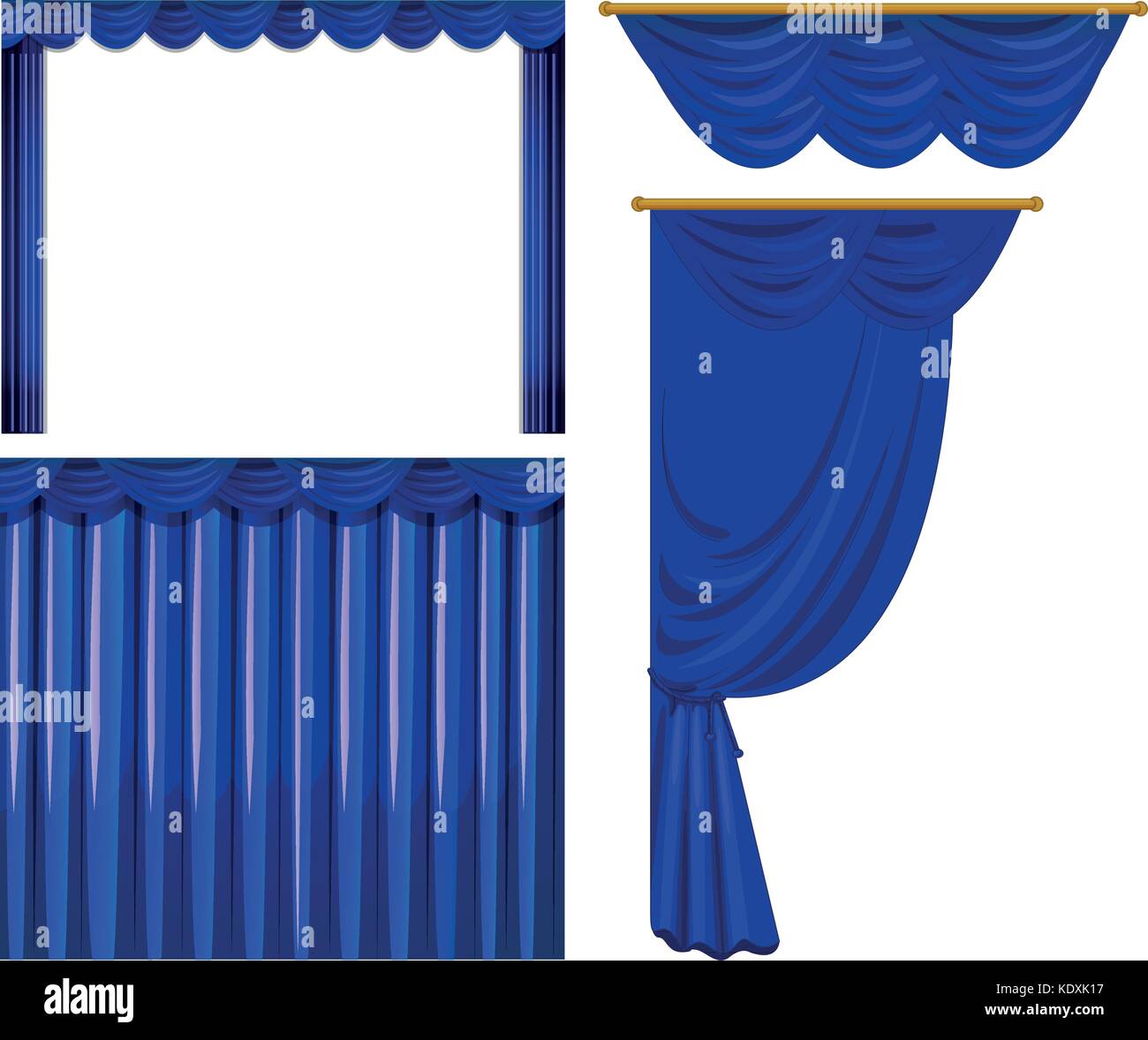 blue curtains opening clipart