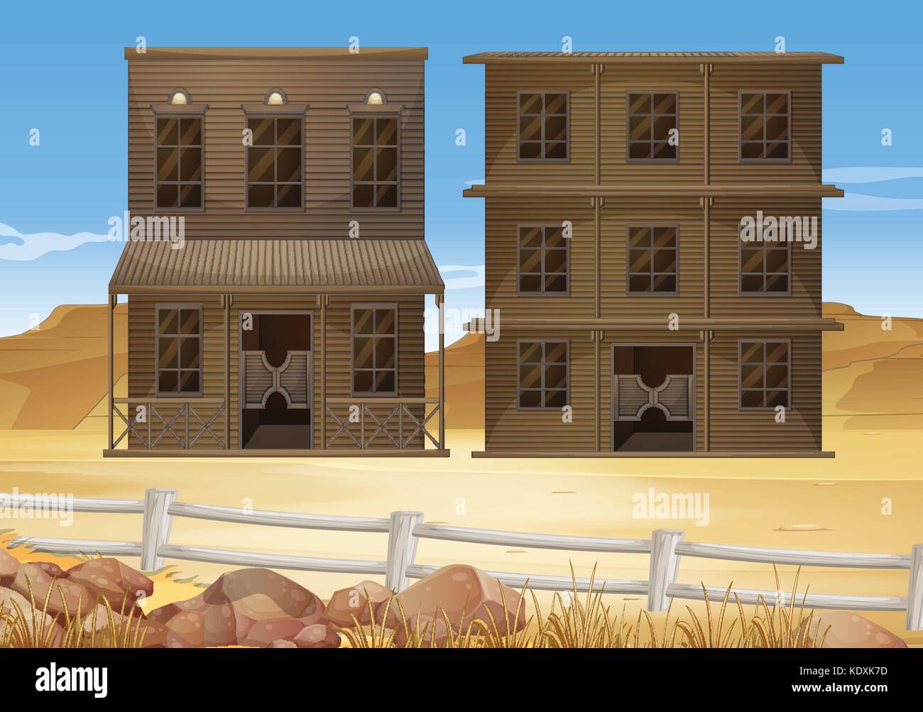 Two buildings in the desert ground illustration Stock Vector Image ...