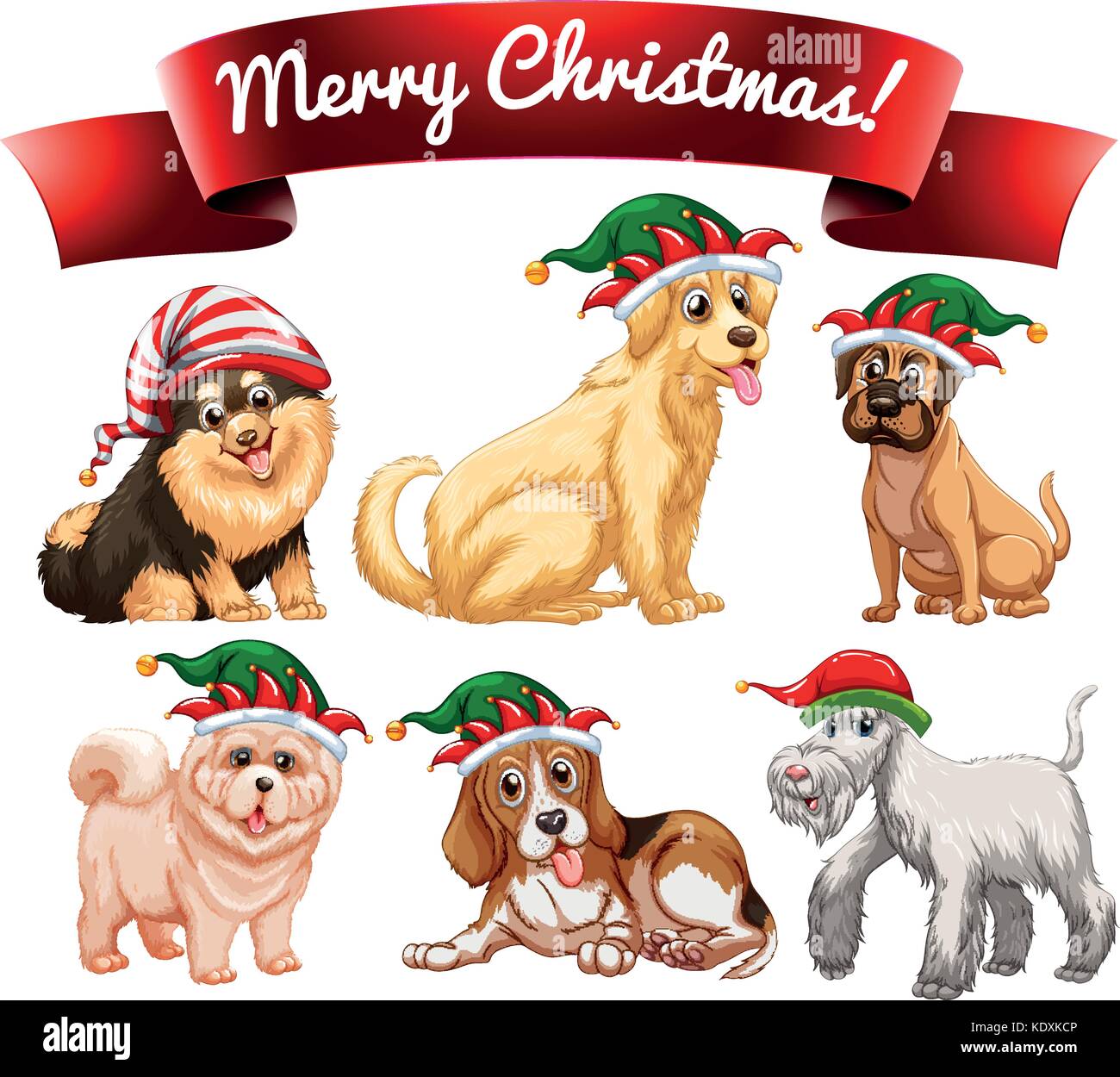 Christmas theme with many dogs illustration Stock Vector Image Art