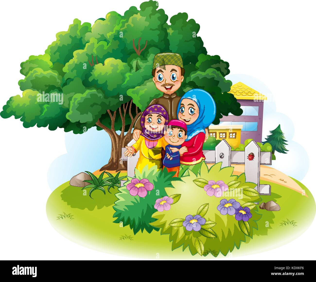 Muslim family in the garden illustration Stock Vector Image & Art - Alamy
