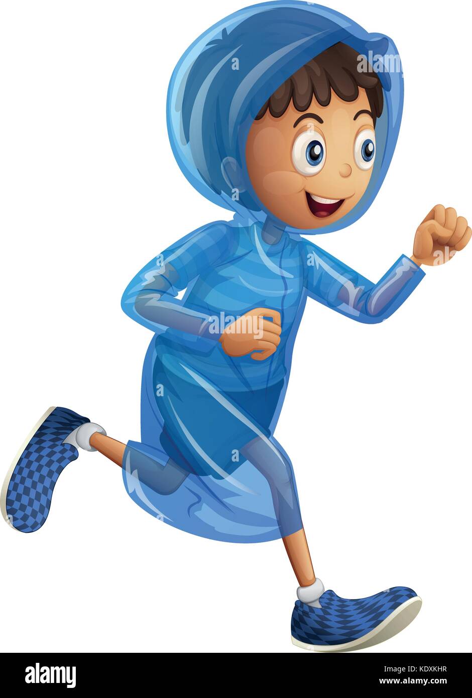 Little boy in blue raincoat illustration Stock Vector Image & Art - Alamy