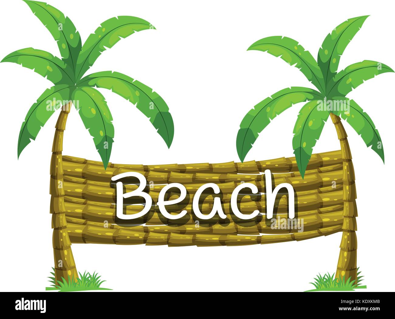 Font design for beach on coconut tree illustration Stock Vector Image