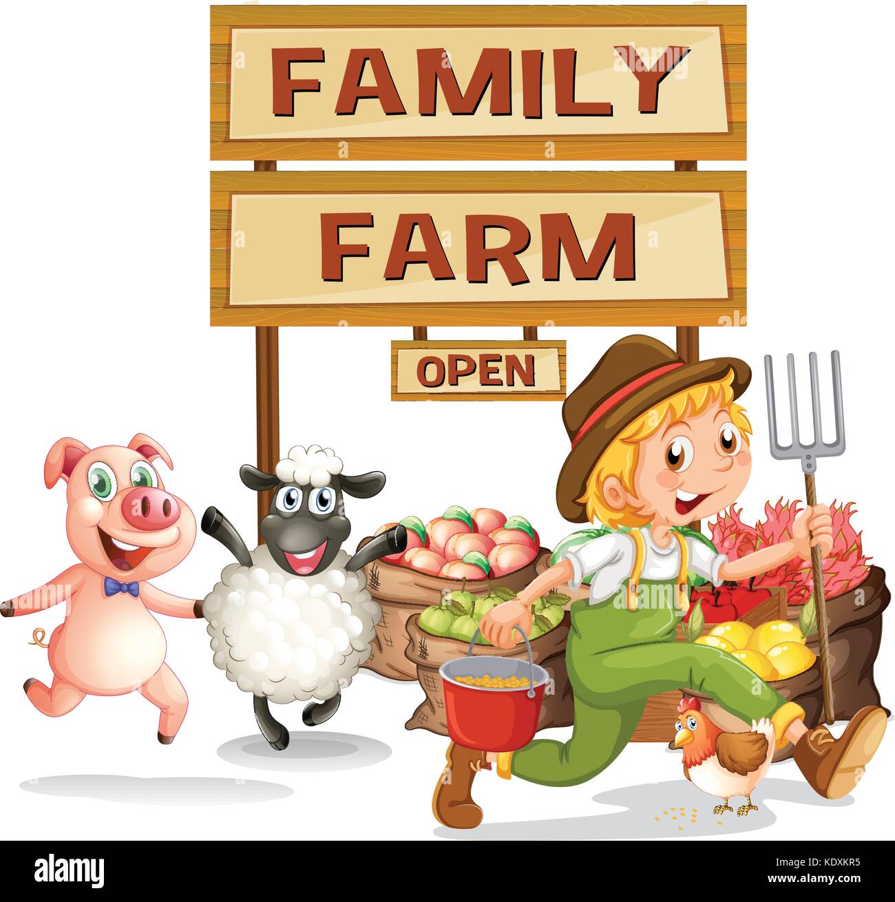 Farmer and farm products illustration Stock Vector Image & Art - Alamy