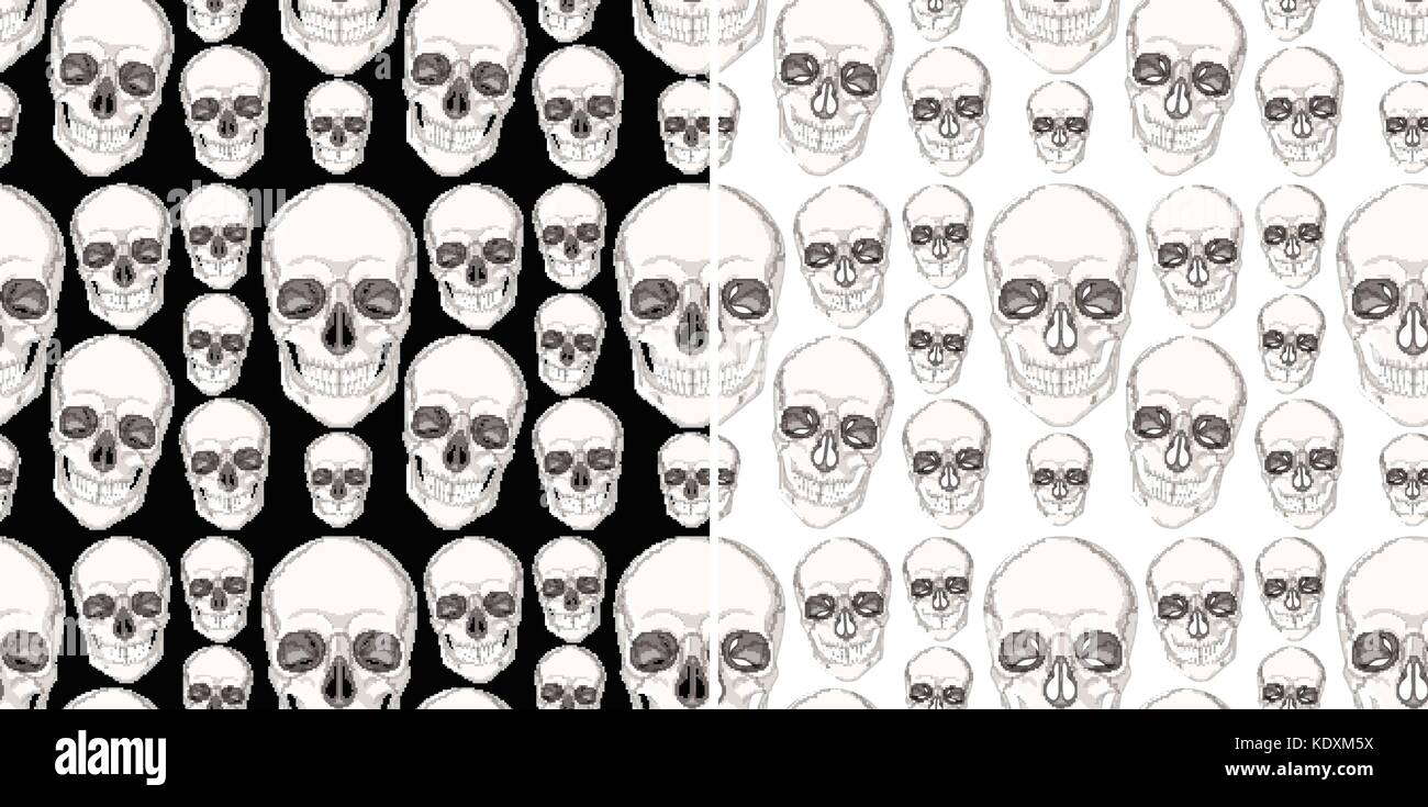 Seamless background design with human skulls illustration Stock Vector ...